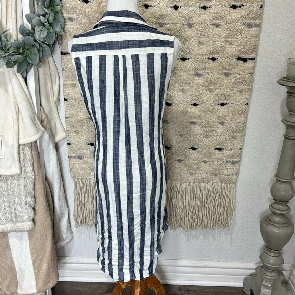 Hope & Harlow blue and White button down Striped Midi shirt Dress size 8 - Picture 5 of 8